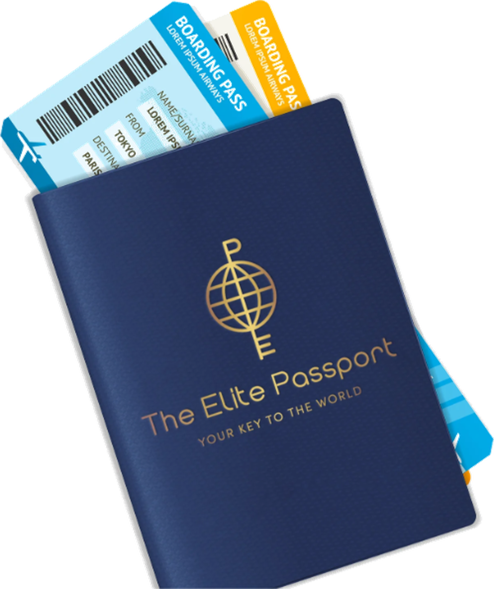The Elite Passport travel document with boarding passes